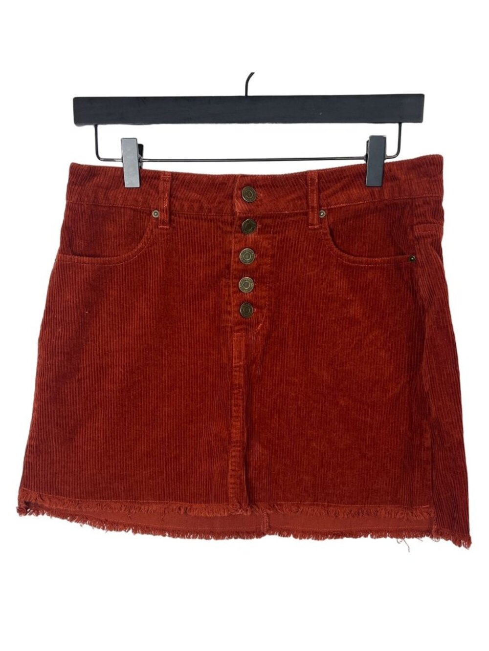 Indigo Rein Corduroy Mini Skirt Womens 7 27 Rust Orange Button Front